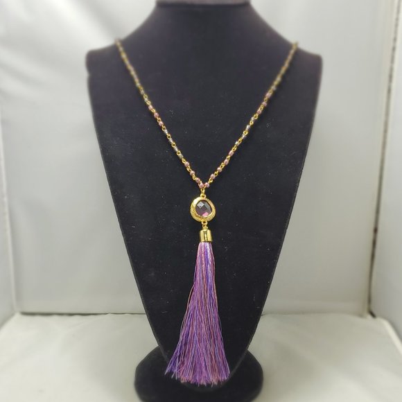 Macy's amethyst mala beads with purple stone and tassel yoga necklace - Picture 1 of 10